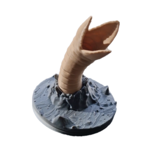 Statuetta del Verme delle Sabbie di Arrakis, ispirata a Dune, stampata in 3D.